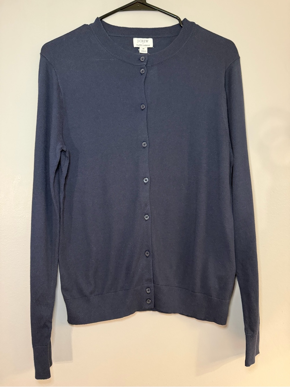 J. Crew Navy Button-Front Crewneck Cardigan
